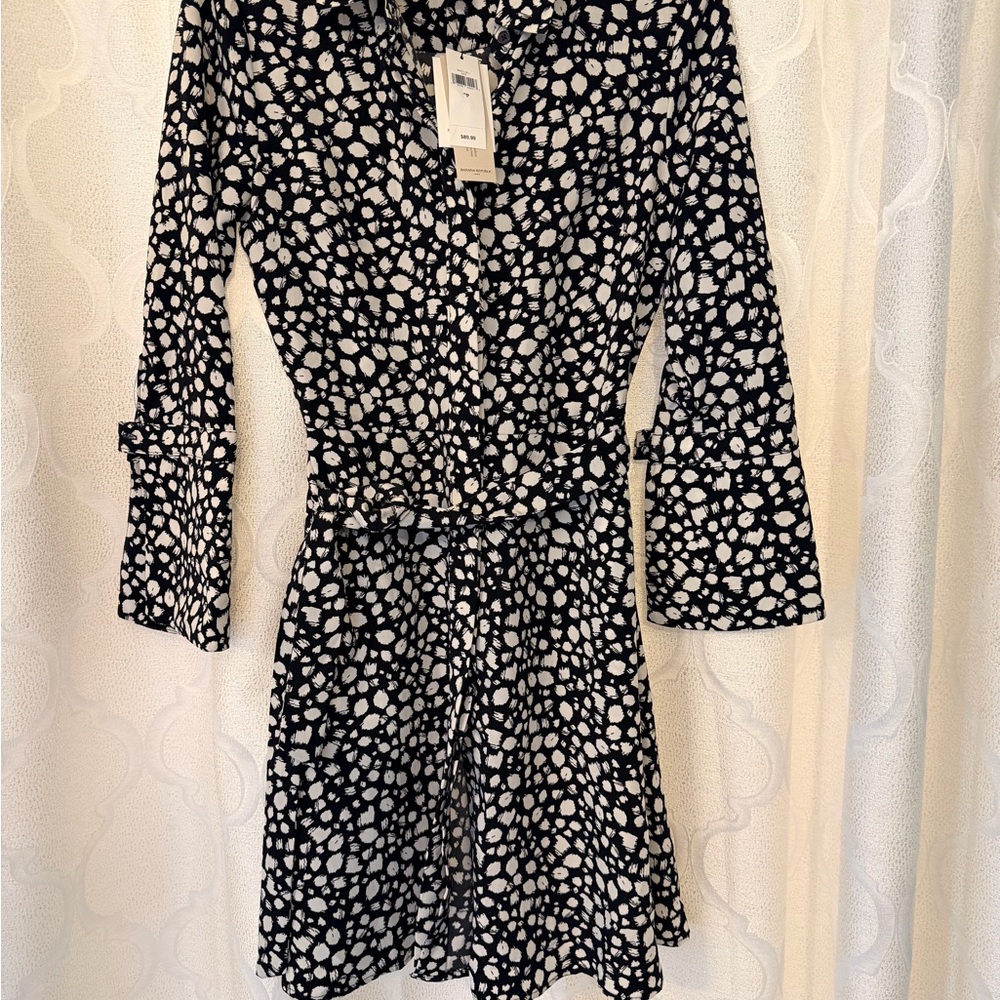 Banana Republic Black and White Patterned Dress